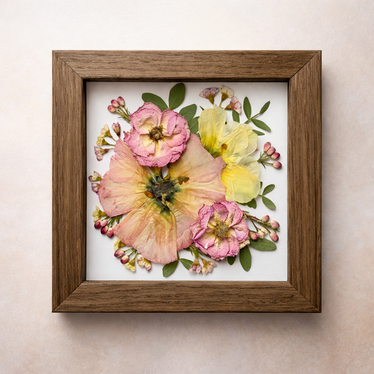 Esküvői virág emlék letisztult mini kompozícióban, lisianthus és mini rózsa